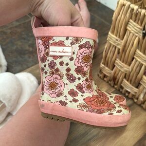 Floral Pink and Cream Rain Boots